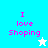 Pixelated text 'I love Shoping' with a star icon on a split background of cyan and white.