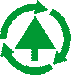 Four green circular icons with a central tree symbol, each showing different arrow positions in a clockwise rotation sequence.