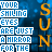 repeated pixelated text elements on a blue background, with orange vertical and white horizontal lines forming the words "YOUR SHINING EYES ARE JUST A HERO FOR THE"