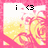 Pixelated icon with pink and yellow background showing text variations 'i <3', 'love <3', and 'him <3' across frames.