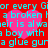 Red background with cyan text repeating 'for every Gior a broken hair is always a boy with : boy with a glue gura' and four pink hearts.