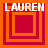 Four square display the name 'LAUREN' above nested square patterns with alternating orange and magenta borders