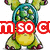 Animated pixel art character with green shell, blue headband, yellow belly, and red feet, overlaid with red, green, and purple text blocks.