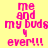 Pixelated text 'me and my buds y ever!!!' in pink on four colored backgrounds with animation changing background colors.