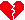 A pixelated red heart split into two jagged pieces against a light gray background.