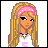Pixel art buddy icon featuring a blonde character with pink headband and text "life size 'barbie'" on green background.