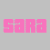 Two side-by-side display the word 'SARA' in pixelated block letters, with color inversion between them
