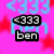 <333 ben icon with pink background and red stars, blue '333' text in the background, static image.