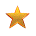 Six golden star-shaped icons in various orientations and perspectives on a gray background, with one vertical bar icon.
