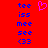 Red background with blue pixelated text 'tee', 'iss', 'mee', 'see', '<33' repeated on both sides and a pink pixelated heart symbol in the center.