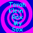 Four identical display a blue and pink spiral background with cyan text reading 'Tovah Klein Rox My Sox' in a pixelated font
