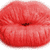 A pixelated close-up of a pair of red lips with a small dark center, rendered in a low-resolution style against a white background.