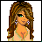 Pixelated cartoon woman with long brown hair, green eyes, and a low-cut top, shown in multiple views including full-body, torso, and head.