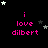 Black background with pink text 'i love dilbert' and scattered white and gray stars in a pattern