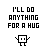 Animated contact sheet of a pixel art icon showing a stick figure robot with changing text colors and small animated effects across 25 sampled frames.