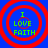 Four identical circular icons with red concentric rings on a blue background, each displaying green text "I LOVE FAITH" in pixelated font.