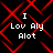 Black background with red diamond-shaped pattern and white text reading "I Lov Aly Alot" in four identical quadrants