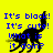 Pixelated black cat silhouette on yellow background with blue text reading "It's black! It's cute! What is it doin?" in three lines.