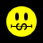 A static 48x48 pixel yellow smiley face icon with black rectangular eyes and a stylized mouth resembling the number '69' on a solid black background.