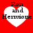 Four identical white heart shapes on a solid red background, each containing black text reading 'Ron and Hermione' in pixelated font.