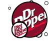 Static Dr. Pepper logo icon with red circular background and magnifying glass overlay showing the brand name in white text.