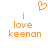 Pixelated orange text and heart symbol on white background, with 'i love keenan' repeated below the heart.