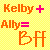 Pixelated yellow background with orange and pink text forming a mathematical equation-like statement.