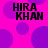 A static image with a bright pink background and overlapping purple circles, featuring four identical text blocks reading "HIRA KHAN" in bold black letters.