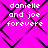 Static pixel art image with bright pink background and black pattern, displaying repeated text "danielle and joe forever" in white block letters