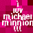 Pixelated pink and dark red checkered background with white text reading 'i luv michael minnion !!!' in four identical repeated sections.