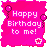 A static contact sheet of 15 identical pink animated frames featuring "Happy Birthday to me!" text with balloon and star decorations on a gray background.