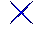 Blue pixelated X shape on gray background with no visible text or additional elements.
