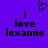 Purple background with black pixelated text reading 'i love lexanne' and a heart symbol above the first 'i'.