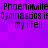Purple pixelated background with repeated text "Phoenimille Phoenimille Gymnastics is my life!!" in black blocky font.