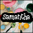 Pixelated image with floral background and black banner displaying 'Samantha' in white pixel font.