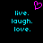A static pixel art image with a black background, displaying two identical cyan text blocks and a pink heart symbol above them.
