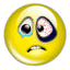 Six yellow circular icons with sad expressions, each showing different eye and mouth positions across frames.
