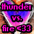 Heart-shaped icon with purple-to-pink gradient and white outline, featuring text "thunder vs. fire <33" on left side, brown textured background.
