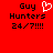 Red background with black text 'Guy Hunters 24/7!!!!' and a white heart symbol above 'Guy' on the left side.