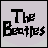A 4-frame contact sheet of a black-and-white animated icon featuring The Beatles, with text and portraits arranged in a grid layout.