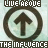 identical circular icons with brown arrows pointing up, set against a light green background with repeated text overlays