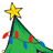 Animated Christmas tree icon with yellow star, green foliage, red and blue ornaments, and a glowing star effect.