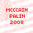 Red text on a pink and white striped background with small dots, showing 'MCCAIN PALIN 2008' in four identical