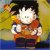 Pixelated character with spiky black hair, orange martial arts uniform, and white gloves stands against a yellow background with blue lower section.