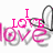 Animated icon features pink text and heart outlines with 'I Love' above 'love' repeated in gray, changing to 'Lootz!!' over time.