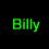 A 3x3 contact sheet of four distinct images featuring a person with dark hair and choker, including a green text label "Billy" on black background, a grayscale mugshot-style photo holding a sign, a color close-up portrait, and a color action shot playing guitar.