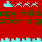 Red background with cyan pixel art of reindeer-drawn sleighs and cityscapes, green text reading 'Happy Holidapp' and 'ation is gration is g'.