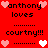 Red background with pixelated text and heart symbols arranged in a pattern, featuring repeated phrases and alternating heart colors