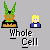 A 3x3 grid of pixel art frames showing a green-haired character with orange face and brown base interacting with a small blonde figure in blue clothing, displaying sequential animation changes across sampled frames.