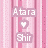 Pixelated icon with pink vertical stripes background, white text 'Atara' and 'Shir', a heart symbol between them.